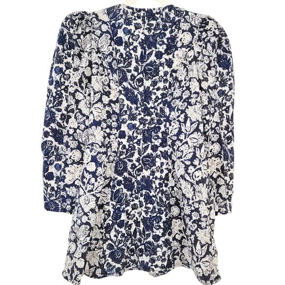 Ulla Johnson Dress Mini Western Wren Denim Puff Long Sleeve Blue Floral US 8 - Picture 8 of 15